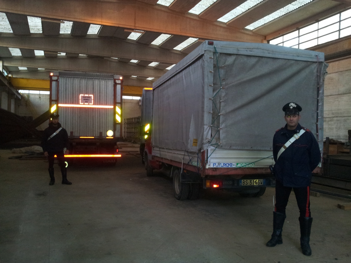 I camion ritrovati nel capannone industriale di Nuoro